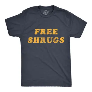Mens Free Shrugs T Shirt Funny Introvert Hugs Sarcastic Novelty Graphic Tee Mens Funny T Shirts Cool Vintage Fashion T-Shirt Gift Classic Menswear Funny Introvert Short Sleeve Novelty Tees for Guys Navy