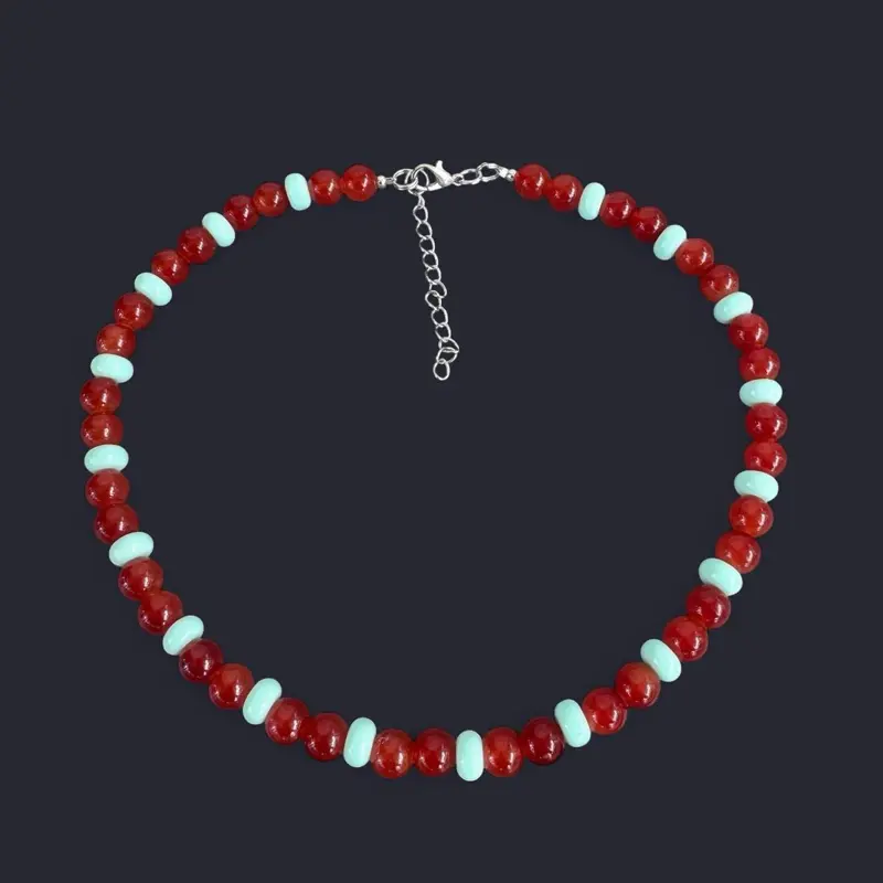 Cherry Ice Glass Bead Necklace