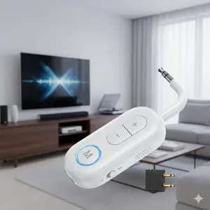 Bluetooth 5.3 Audio Adapter & TV Transmitter, 2-in-1 Wireless Transmitter Receiver for Car, Headphones, Speakers, Air Travel, AirFly Audio Streaming. Compatible with 3.5mm Aux.