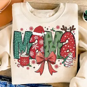 Guinness Christmas Mama Coquette Sweatshirt - Unisex Cotton/Polyester Blend with Merry Mama Bow - Pullover, Womenswear Fabric Fit