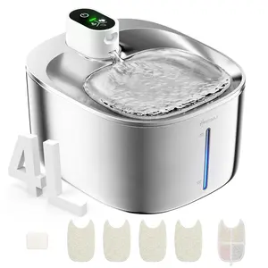APETDOLA SL Stainless Steel Pet Water Fountain, Cat Water Fountain, Wireless Pet Fountain,  4L Automatic Water Dispenser for Cats & Dogs, Easy Clean, Ultra-Quite