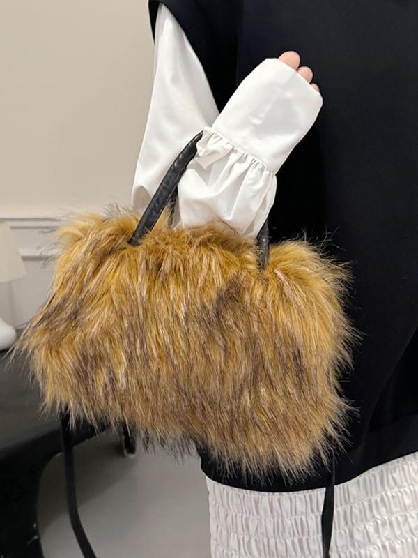 New Faux Fur Handbag Shoulder Purse Shoulder Crossbody Bag, Grab Handle & Strap, Fashion Design, Multiple Colors, Perfect Daily Accessory,Women's Shoulder Handbags Faux Fur Tote Bag Fluffy Satchel Handbags for Women, Mom, Friend, Bridesmaids