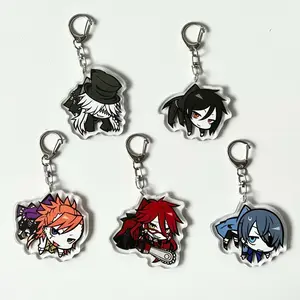 Black Butler Acrylic Keychain, Anime Keychain, Sebastian Michaelis, Double Side Keychain, Ciel Phantomhive, Anime Gift for Friend