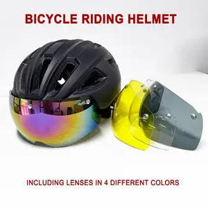 1pcs Cycling Helmet Bicycle Helmet Road Helmet with 4 Color Magnetic Windshields Lightweight Outdoor Sports Helmet