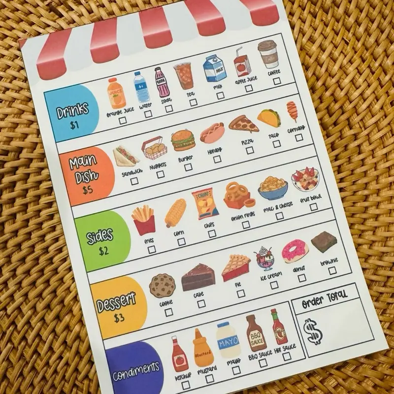 Pretend Play Kids Notepad - Restaurant