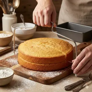Adjustable Bread Slicer for Uniform Slices | Stainless Steel Bread Knife & Cake Cutting Tool | Precise Thickness Control | Rust-Proof Kitchen Tool | Durable Dual-Blade Slicer