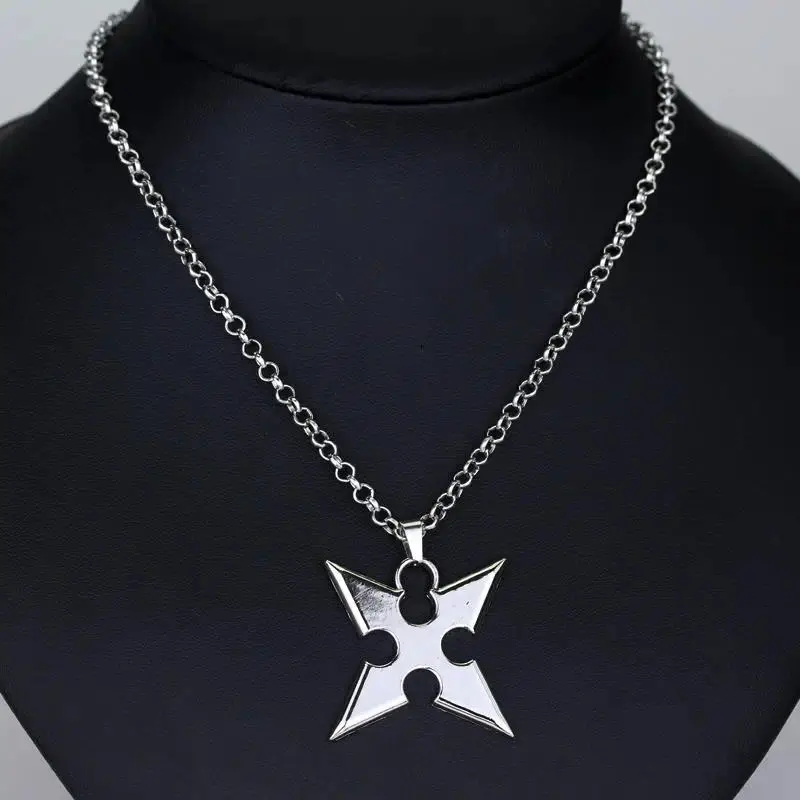 Kingdom  Anime Pendant  Set Y2K Goth Gamer Jewelry Crown  Keyblade Matching Couple  For Anime Fans Gift statement natural stone  short sleeve design gold nut necklace