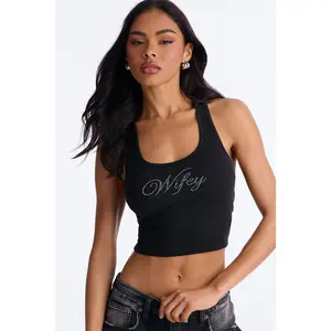 WifeyTo Be Rhinestone Tank Top - Black