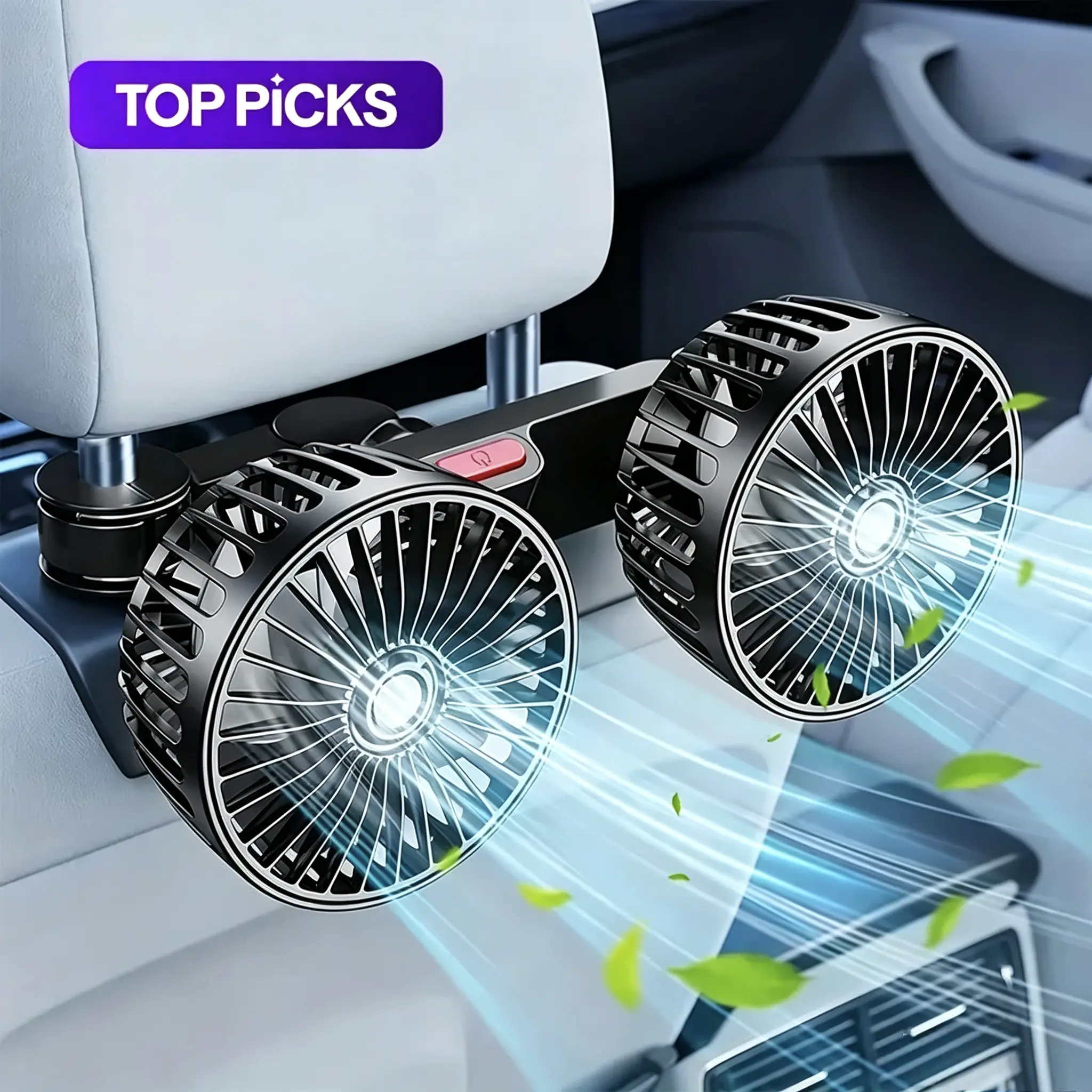 Car Fan Car Back Rear Seat USB Fan 360 Degree Rotatable Air Cooler Fan Quiet 3 Speed Wind For Car Van Truck Kipas Kereta Adjustable Automotive