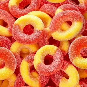 Peach Rings Gummy Candy 1-Pound Bag | Classic Sweet and Sour Candy | Soft Peach Gummies for Snacking, Dessert Topping & Buffet Tables | Chewy Gummy Rings