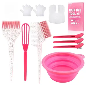 19PCS Hair Bleach Dye Kit with Hair Dye Brush and Bowl Whisk Hair Clips Protective Gear Set, Ideal for Hair Bleaching Coloring Highlighting, Essential Salon Supplies for Home Use (Pink)