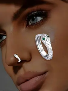 Single, S925 Silver, Women's Snake Nose Ring, Fashionable and Elegant, Unique High-End Style, Zodiac Gift, Suitable for All Females, Hypoallergenic, Septum Piercing Jewelry