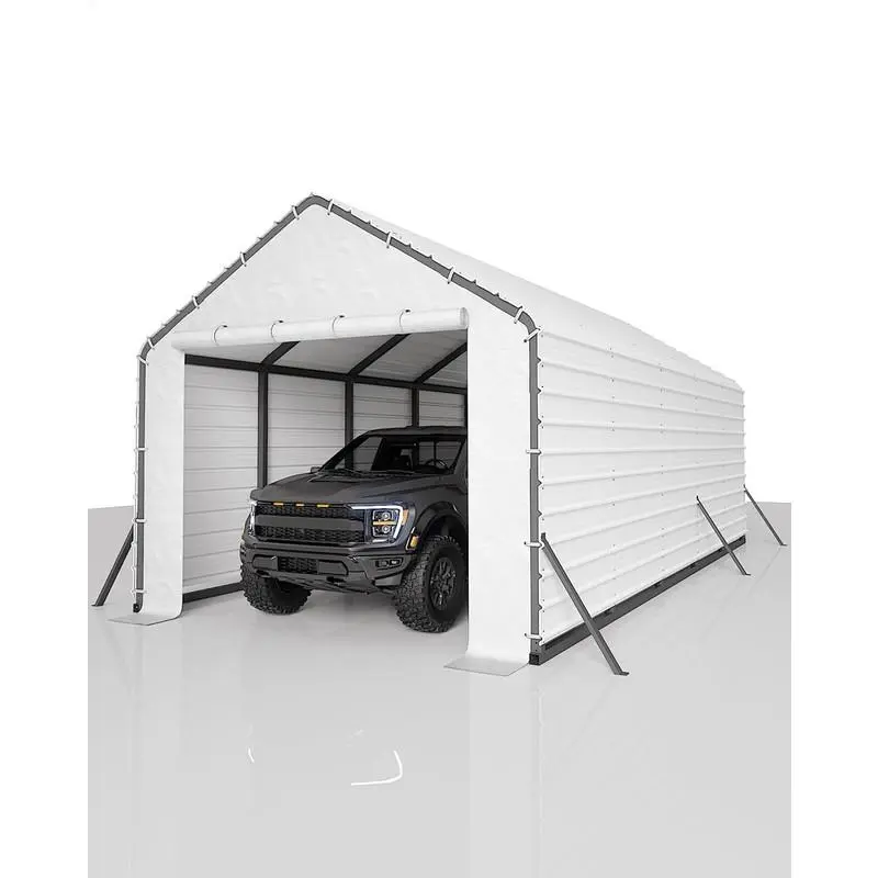 Garvee Roofing Panels for Metal Carport 13x26 ft, 13x21 ft, 13x16 ft, Heavy Duty Metal Carport Kits, 27 Ga. Galvanized Steel Ribbed Panels, 64.17 in x 19.68 in, 16 Pcs, White