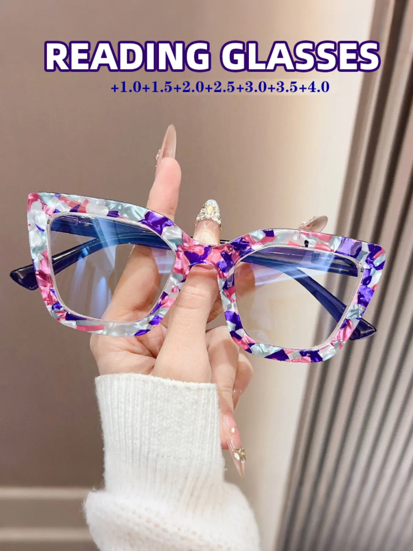 Women's Reading Glasses - Magnification +1.0 to +4.0, Metallic Hinges - for Computer, Books, Formal/Everyday - Elegant Glasses for Women, Reading Eyeglasses, High Quality Eyewear