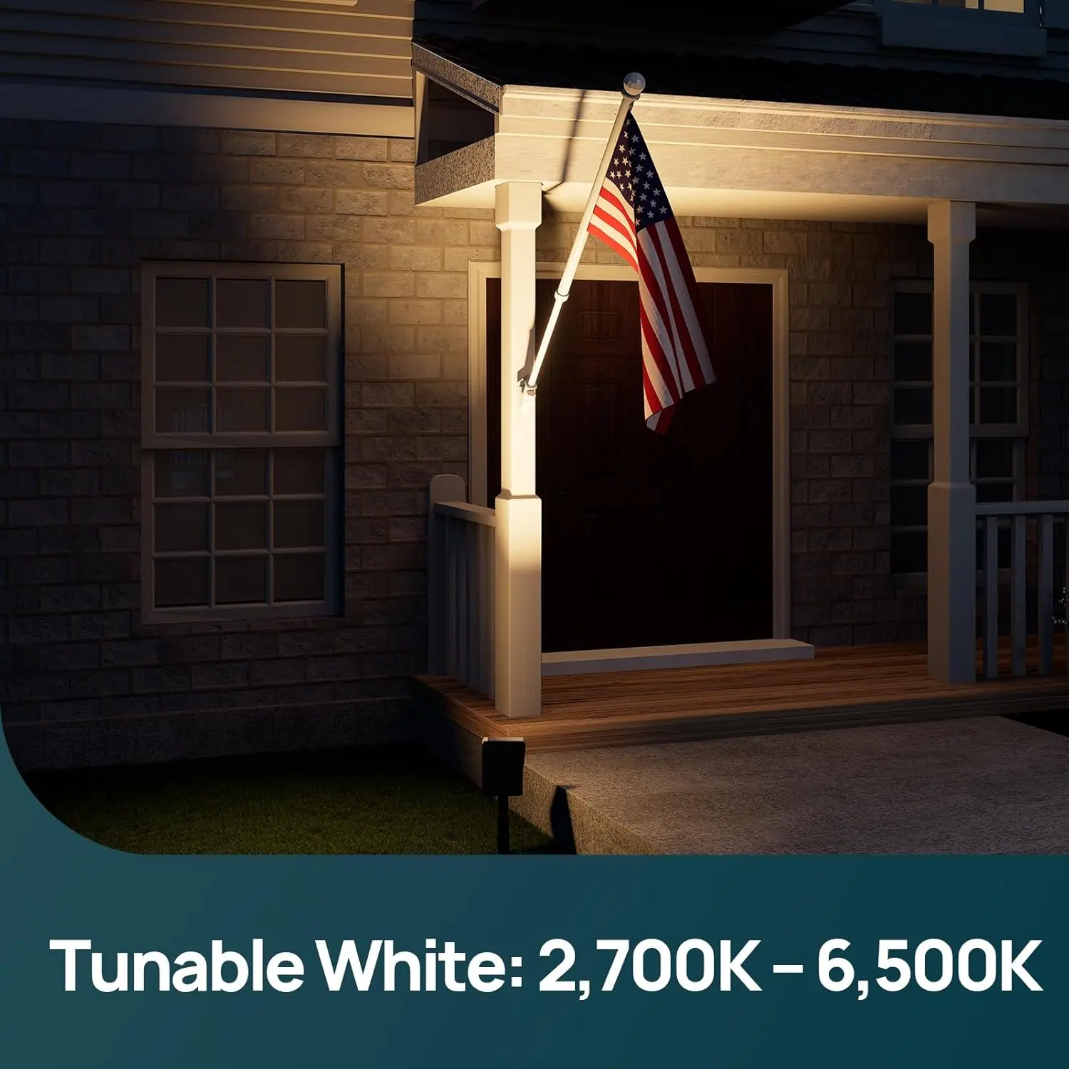 Smart solar spotlight showing tunable white light