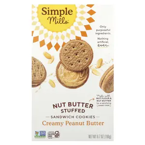 Simple Mills Nut Butter Stuffed Sandwich Cookies, Creamy Peanut Butter, 6.7 oz (190 g)