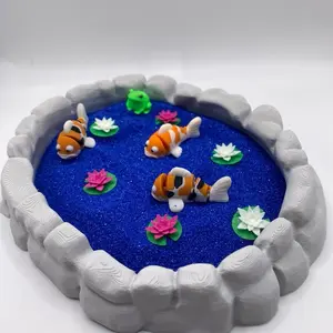Koi Pond Zen Garden, Mini Desk Decor, Sensory Calming Sand Garden for Desk, Fidget Stress Relief, Office Decor, Cubicle Decor