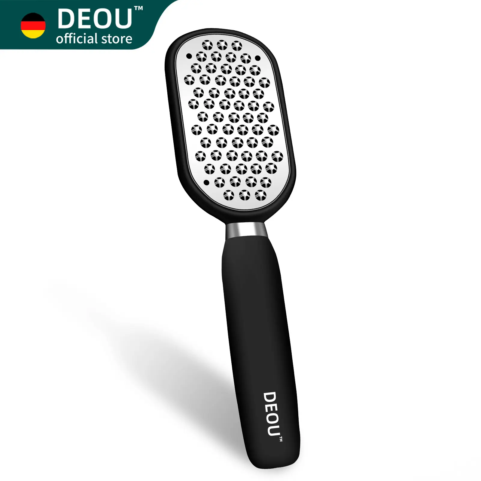 DEOU  Foot Callus Remover Stainless Steel Foot Rasp with Debris Storage Box, Clean Exfoliating Pedicure Tool for Cracked Dry Feet