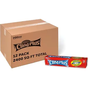 Cling Plus Clear Plastic , Bulk  Storage, Easy Dispense, 2,400 Sq Ft Roll