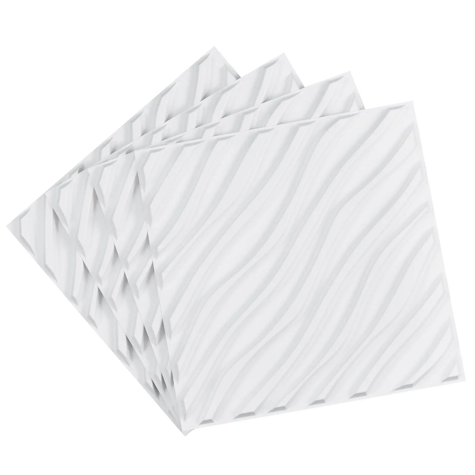Minimalist 12-Pack Self-Adhesive 3D PVC Wall Panels, Modern Matte Wave White 19.7x19.7in Moisture-Proof Long-Lasting Beauty Indoor Home Improvement Boards, 32 Sq.Ft Coverage, 1-Person Installable, Father’s Day Gift