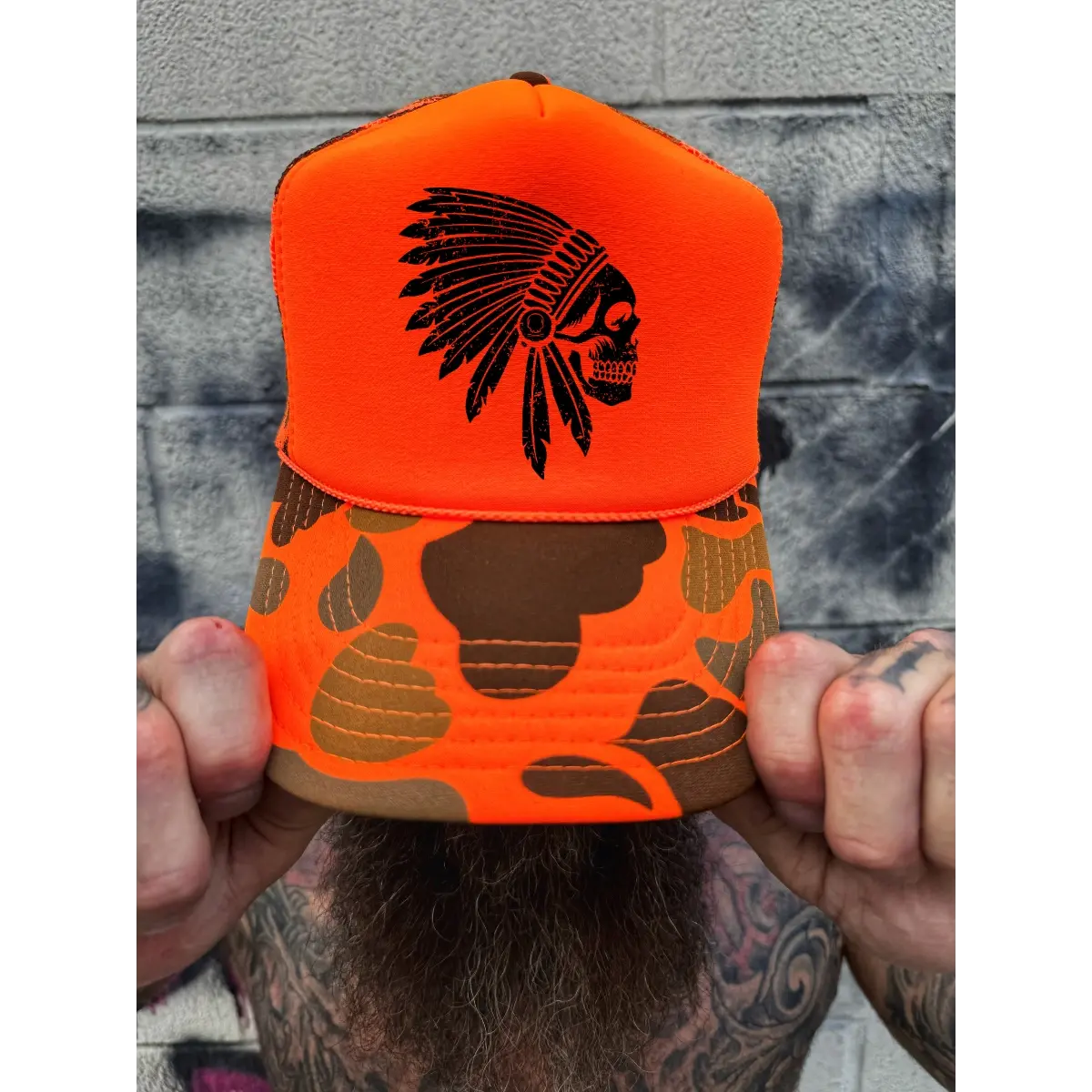 APACHE FOAM CURVED BILL ORANGE CAMO HAT