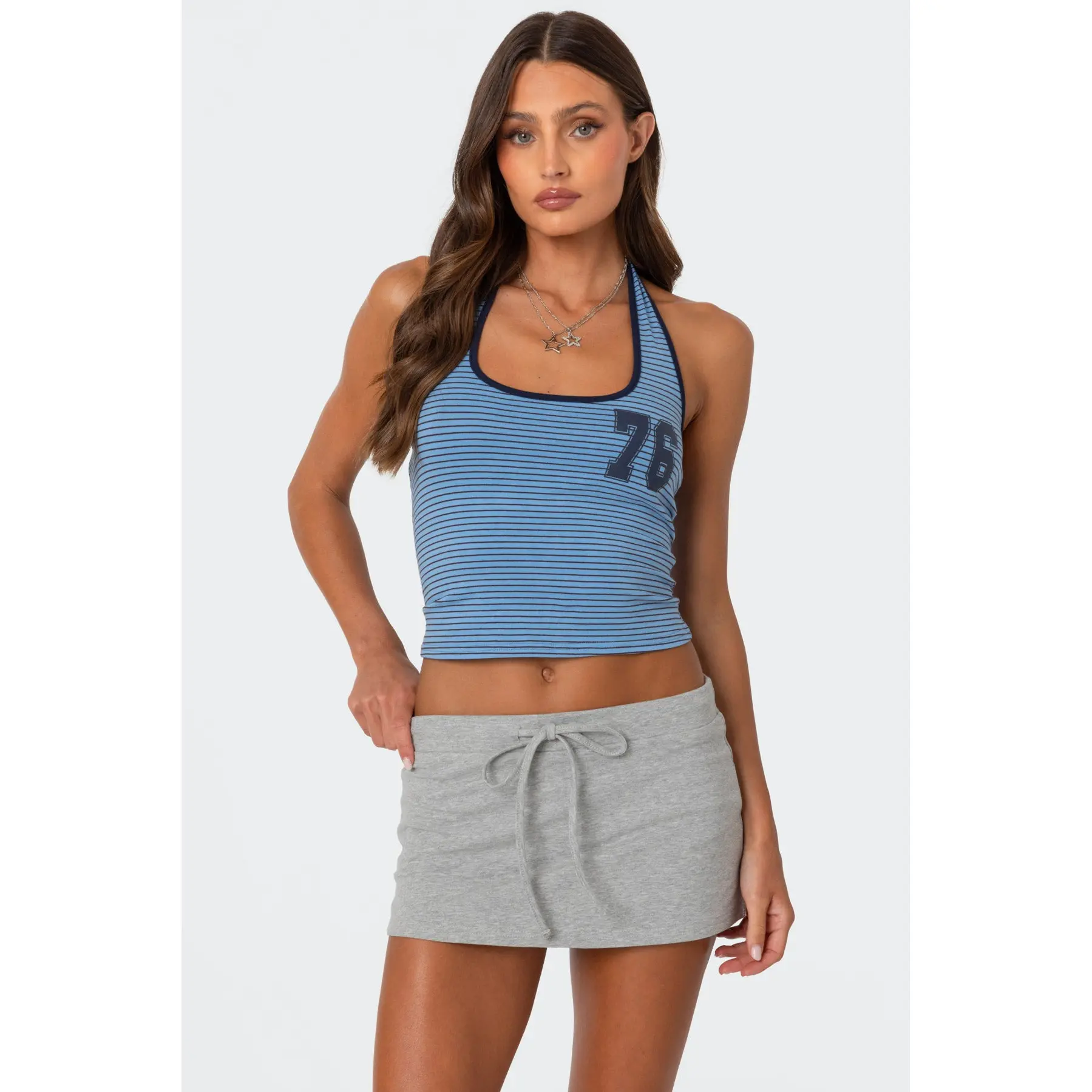 76 Striped Halter Top