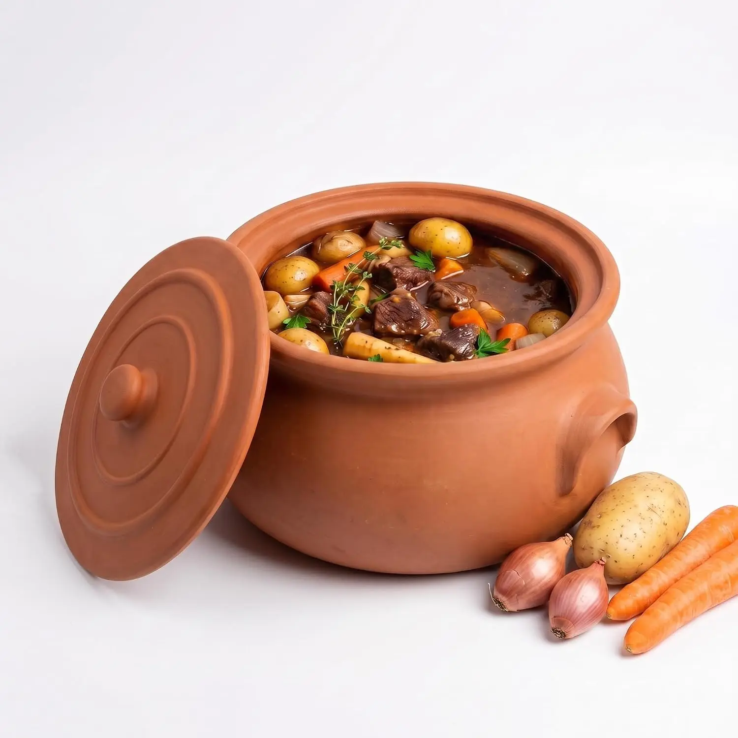 Hakan Suphan Handmade Clay Cooking Pot with Lid, Unglazed Natural Cookware, Terracotta Cazuela, Casserole Dish, Rice Cooking, Stewpot, Korean, Indian, Mexican Dish  Traditional Tableware