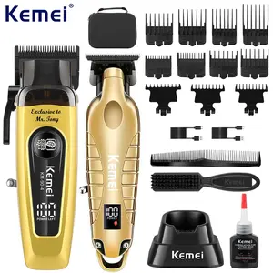 Kemei Men's electric hair clipper suit, Cordless Clippers Set, 150 minutes battery life, 11500rpm, waterless cleaning, rechargeable Cordless Barber Trimmer, zero-gap beard trimmer, face and beard trimming, men's gifts km90-4, km2293