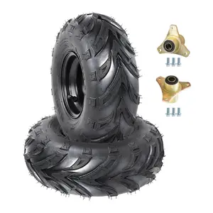 145/70-6 ATV Tire with Wheels 145-70-6" Tire Tubeless Rim & 3 Stud Front Wheel Hubs for Go Kart ATV UTV 4 Wheelers Ride on Mowers Drift Trike Golf Cart Quad Buggy Tricycle Lawn Mower Mini Bike