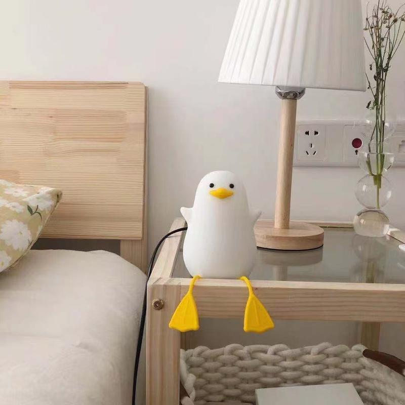 Yellow-billed duck night light, fun little yellow gull flapping lamp, phone stand, rechargeable night light, for bedroom and living room, fun home decoration, suitable for birthday and Easter gifts