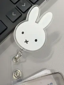 White Rabbit Bunny Animal Badge Reel, ID Holder, Kawaii Retractable, Accessory