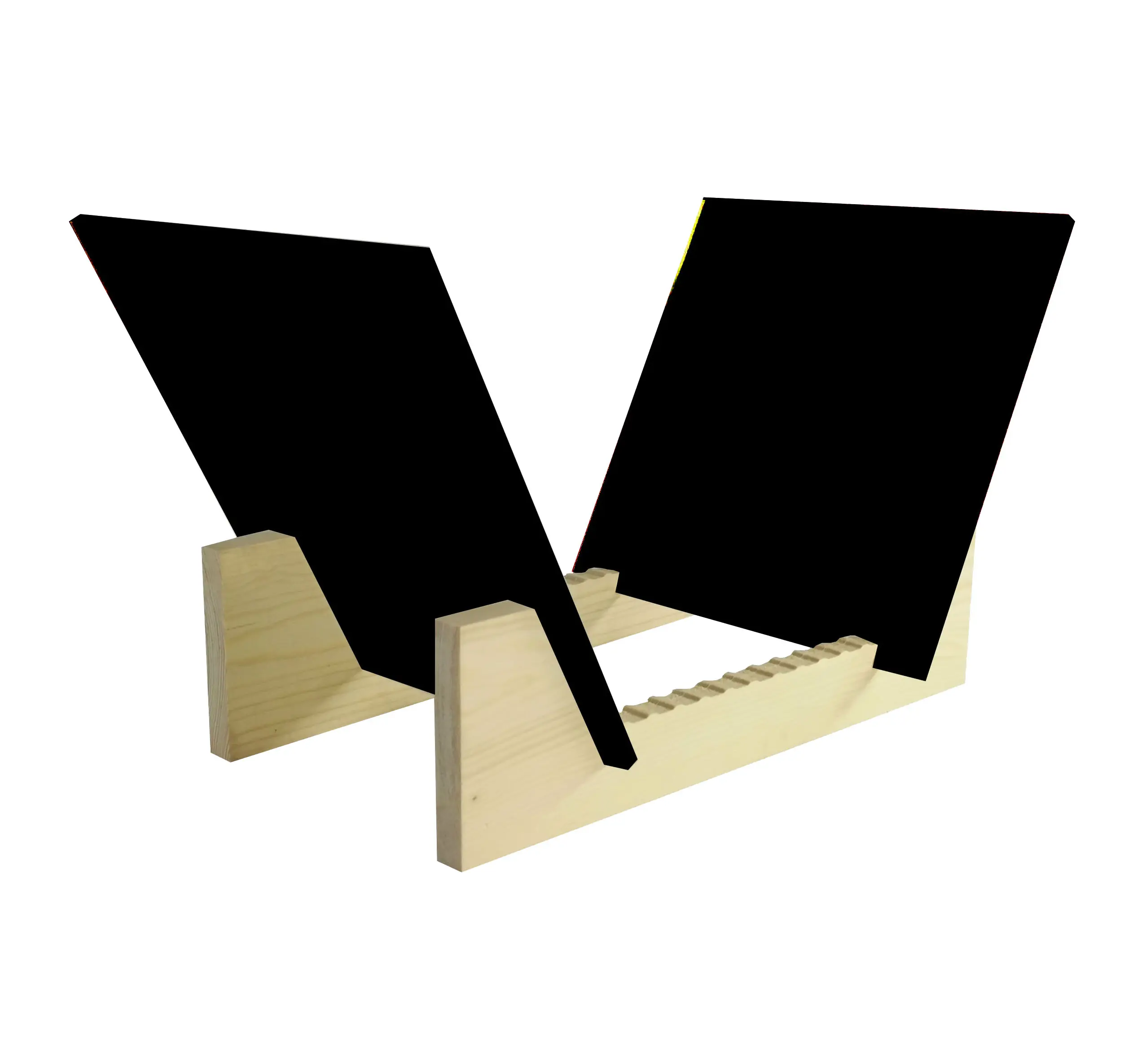 FixtureDisplays® Vinyl Record Storage 50-Album Display Holder LP Organizer Tabletop LP Stand Pine Base & Black Acrylic Frame 16984-BLACK-NEW-NF