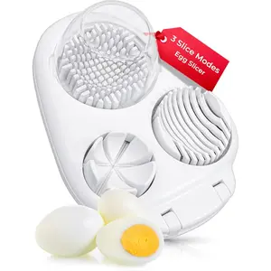1 Egg Slicer, Suitable for Hard-Boiled Eggs, 3-Blade Mode Egg Slicer, Heavy-Duty Stainless Steel Egg Slicer - Kitchen Cutting Tool, Suitable for Strawberries, Mushrooms, Grapes, Cherry Tomatoes - White