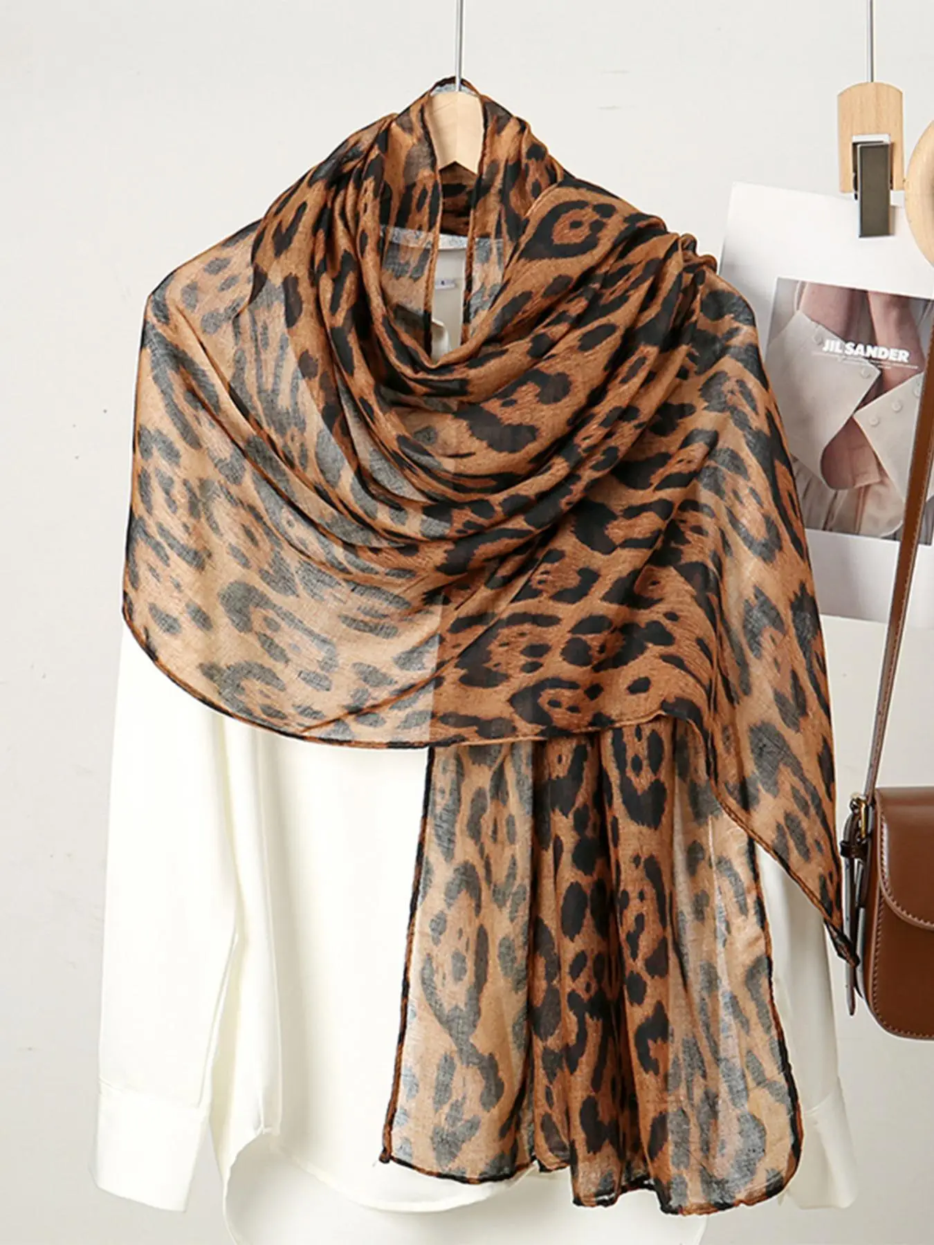 Women's Leopard Print Hijab, Fashionable Breathable Hijab for Daily Wear, Casual Versatile Islamic Clothing for Women