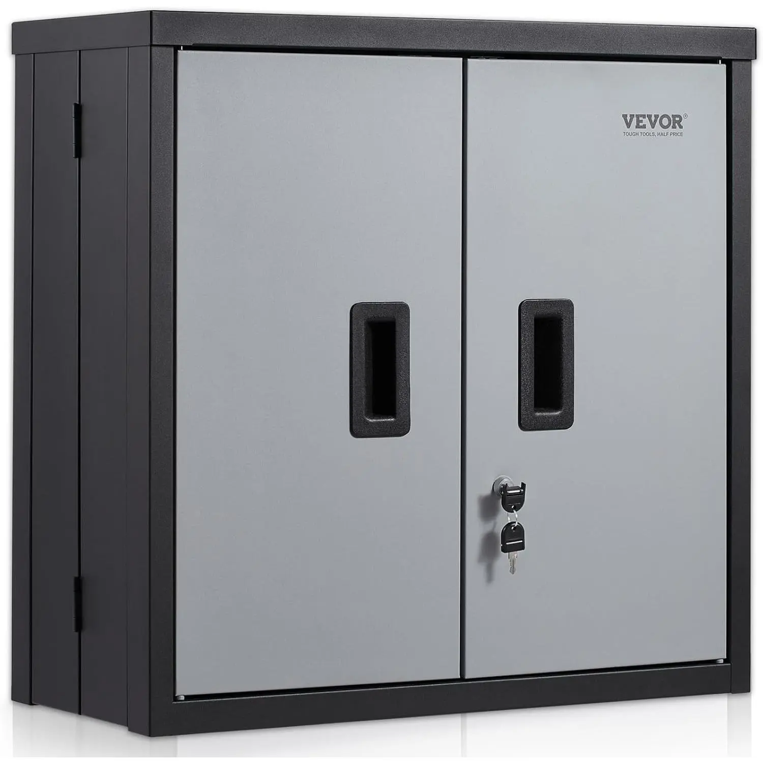 VEVOR Wall-Mounted Foldable Steel Alloy Garage Locker, 26 inches Small Tool Chest, 240 lbs Load Capacity, 120 lbs Per Adjustable Shelf, Magnetic Door, Pre-Drilled Cord Holes for Internal Power, Space-Saving for Home Warehouse Use