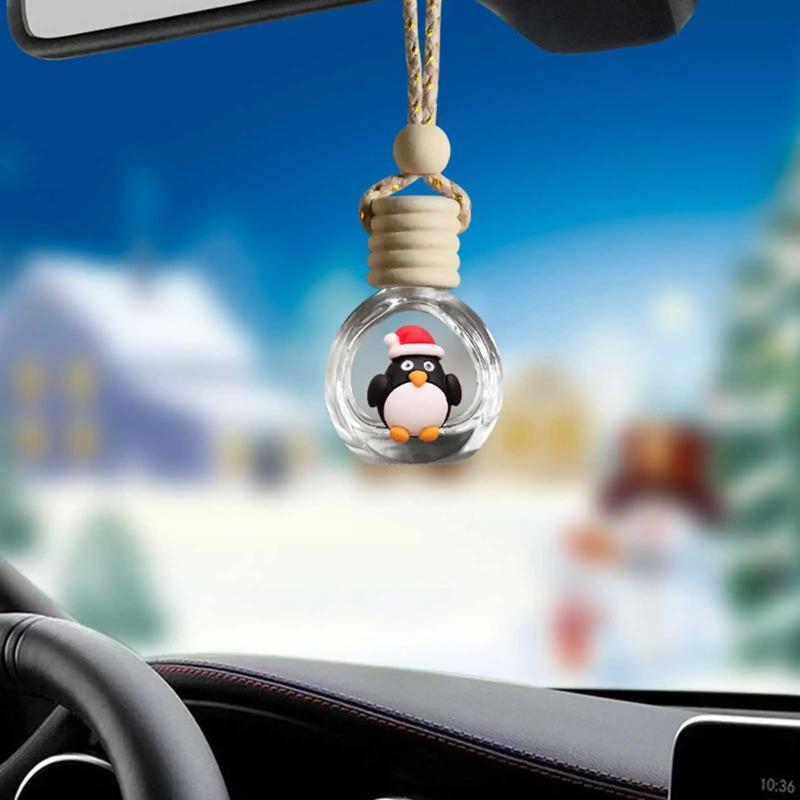 Santa Claus Car Perfume Pendant Aromatherapy Christmas Gift Ornaments Glass Empty Bottle Refill Diffuser Festive Car Decor Free Gift Included