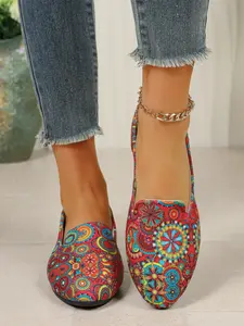 Casual Wedge Heeled Shoes with Platform, Round Toe Design, Comfortable Slip-On Style, Easy to Wear, Daily Wear Shoes, Women's Fashion Footwear