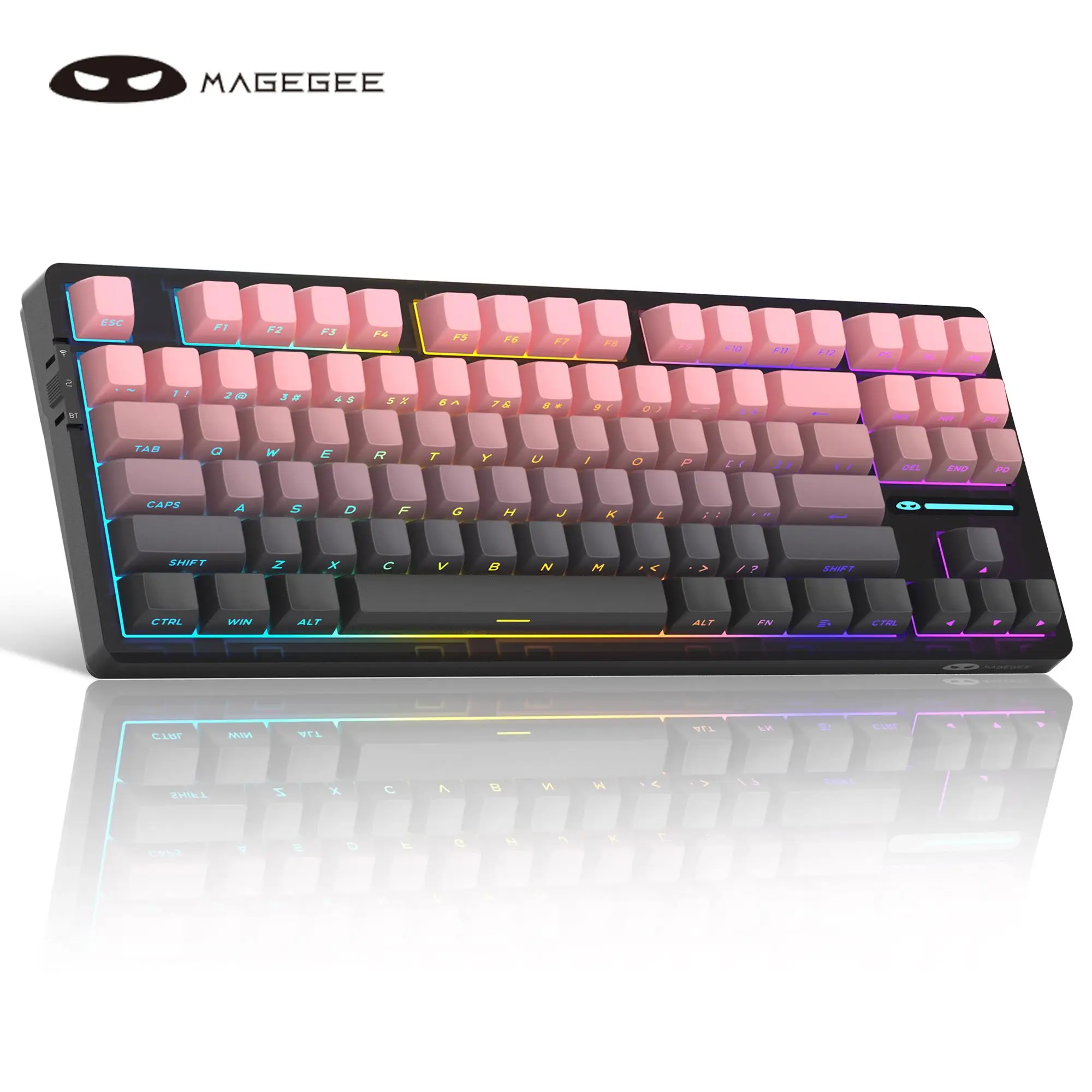 MageGee Light87 Wireless Gasket Mechanical Gaming Keyboard, 75% Gasket Hot Swappable Keyboard with 3 Connection Modes, Side Printed PBT Keycaps RGB Ba