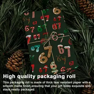 67 wrapping paper, Meme Christmas Gift Wrap, 67 Christmas Wrapping Paper, 2025 Funny Holiday Gift Wrap, Gift Wraps for Friends, Coworkers - Durable & Tear-Resistant for Holiday, Birthday, Year-Round DIY Crafts(Green)