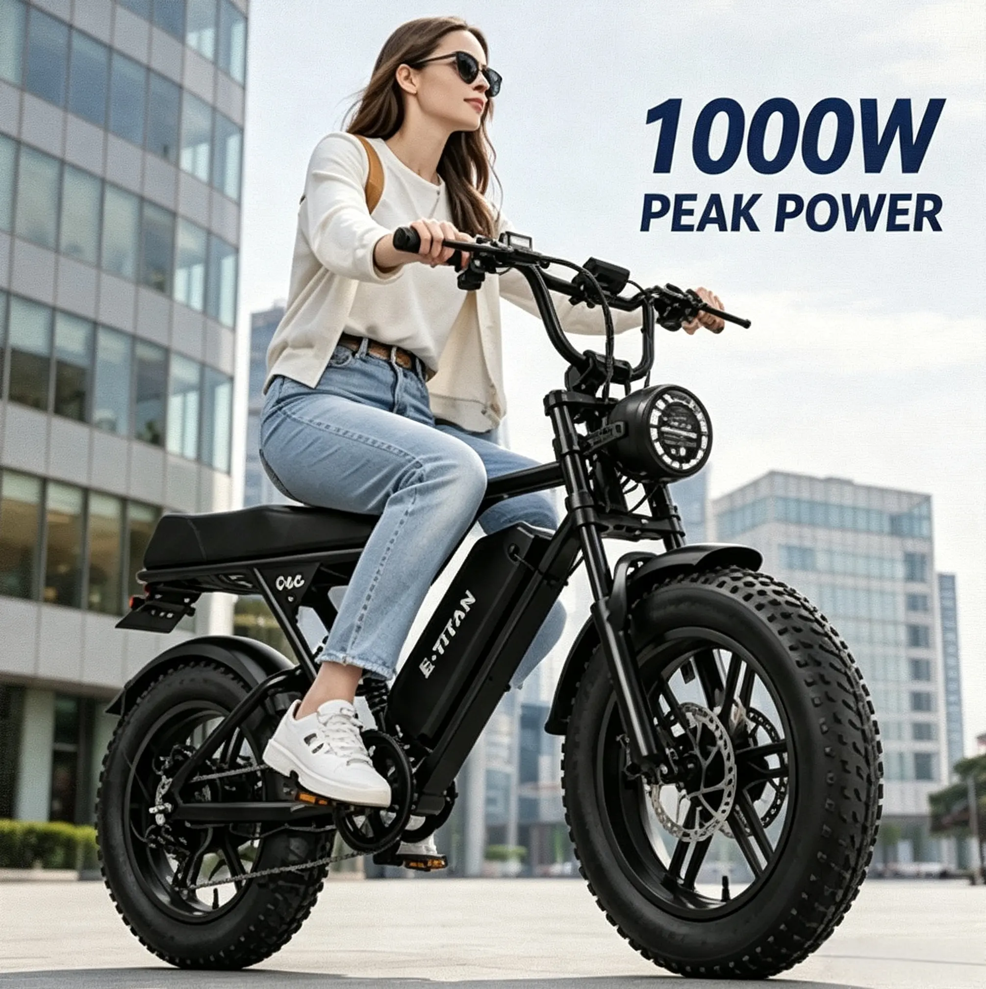 1000WPeak Power,36V20Ah Removable Battery, 20MPH ,16"Fat Tire Ebike, 7-Speed,Dual Hydraulic Brakes.