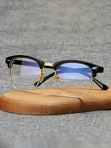 Fashionable Half Frame Casual Glasses, Anti-Blue Light, Plain Pattern, PC Material, Polycarbonate Glasses, All Seasons, Daily Life Use, Fda Registered