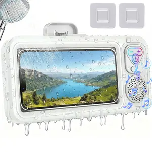Waterproof Bluetooth Speaker with 360° Touch Screen & Phone Holder, Multifunctional Shower Speaker for Bathroom, Kitchen, Pool