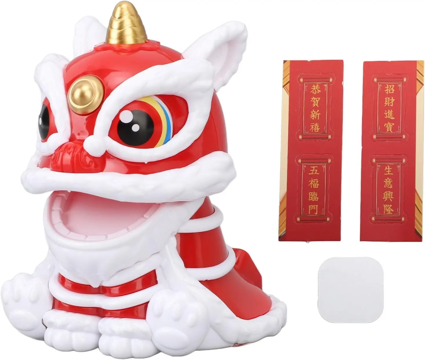 Solar Powered Dancing Lion Ornament,Chinese New Year Lucky Dancing Lion Toy for Home Decoration and Car Interior Accessories(Red)