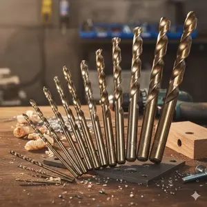 Professional M35 Cobalt Steel Drill Bit Set, 13 or 15-Piece Options, High-Speed Steel Metal Wood Drill Bits, Heat-Resistant Industrial Tools for DIY, Woodworking, Automotive Repair, and Precision Drilling in Cast Iron, Aluminum, Plastic, and Drywall.