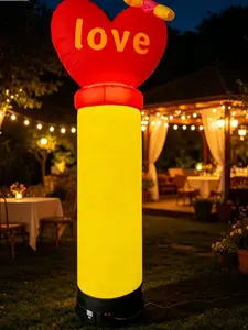 9.5ft Inflatable Column with Love Heart – Lighted Party Decoration for Weddings, Anniversaries & Romantic Events – Durable Oxford Fabric Design（with blower）