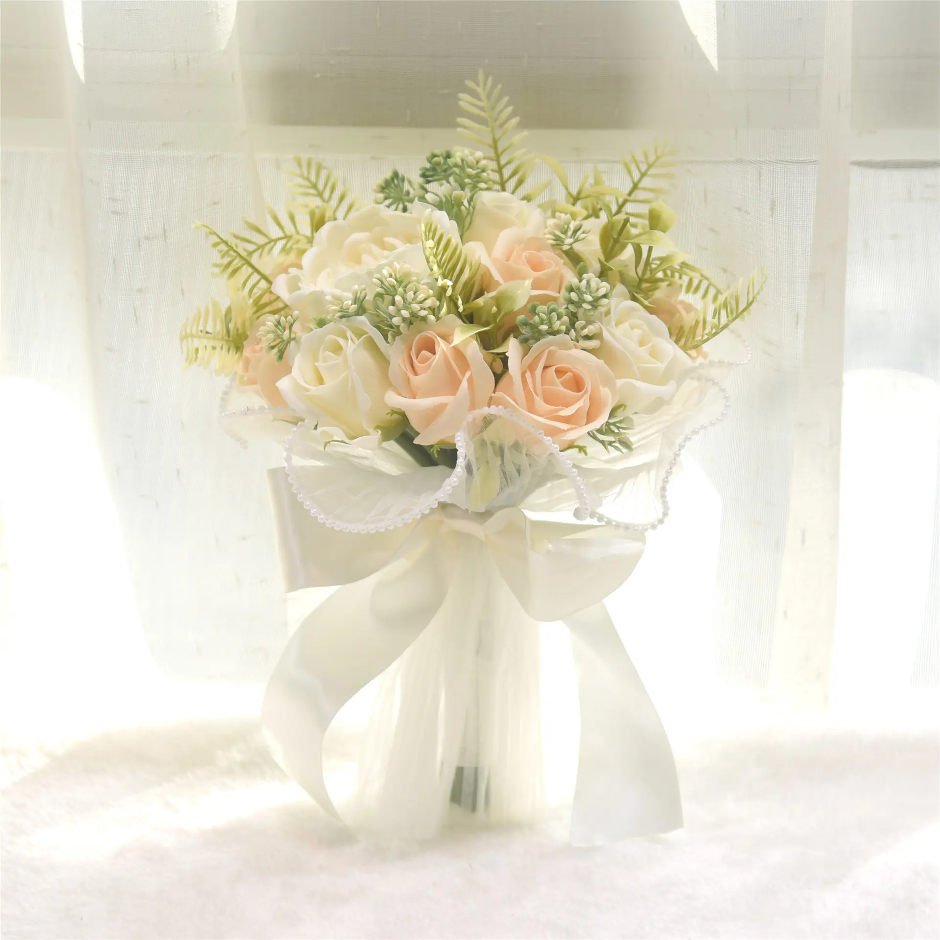 158 Peony Rose Soap Flower Champagne