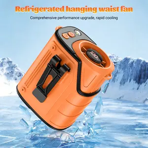 W&O Portable Neck & Waist Fan with Wearable - 18000RPM Brushless Motor, 4-Speed Adjustable, - Battery- Suitable for Outdoor, Camping, Fishing, Spring Outings - Battery Display & Flashlight, for Work