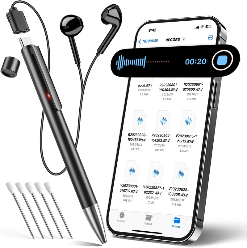Professional Voice Recorder for Lectures Meetings,Digital Voice Activated Recorder with Playback,64GB(4400Hrs) Dictaphone Audio Recording Device with AI Noise Cancellation,Support OTG