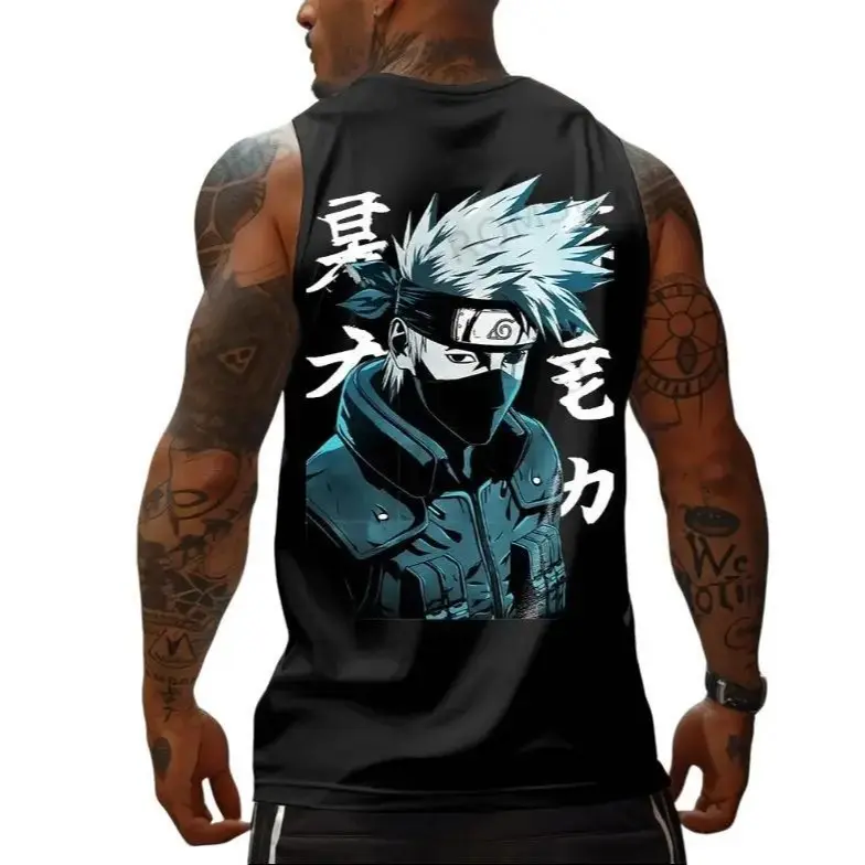 Kakashi Hatake Tank Top – Naruto Anime Graphic Sleeveless Shirt – 100% Cotton Ninja Streetwear