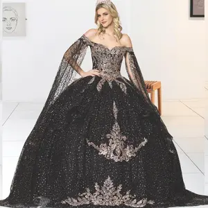 (LIVE 15) Quinceanera Ball Gown Dress mesh shawl, layers design skirt Lace Detail Mexican Sweet 15 Formal Party Dress for Special Occasions